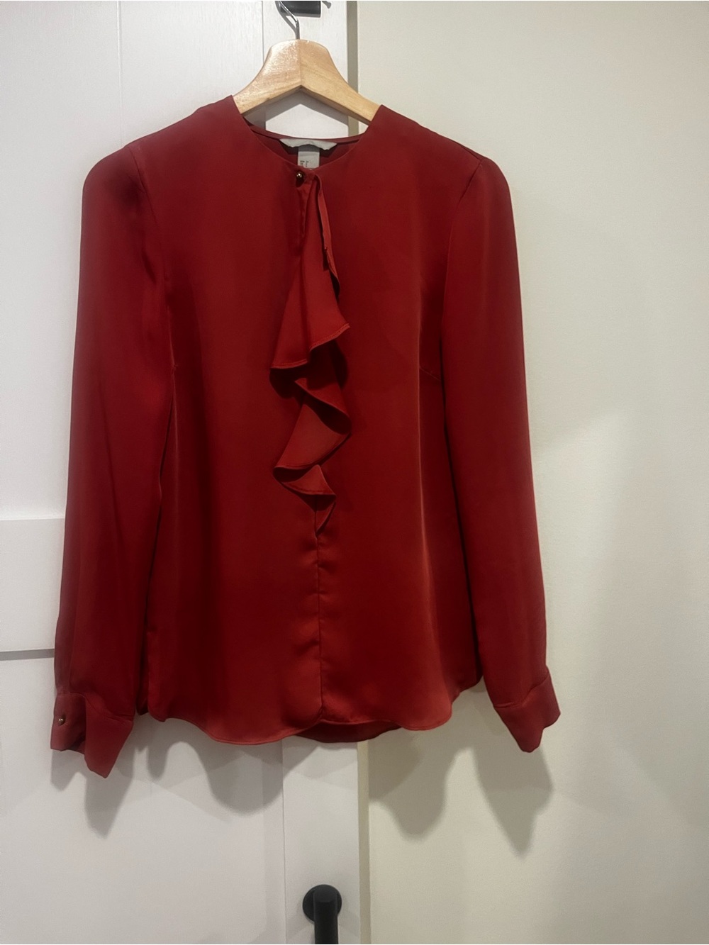 Women's Dusty Pink Ruffle Front Blouse